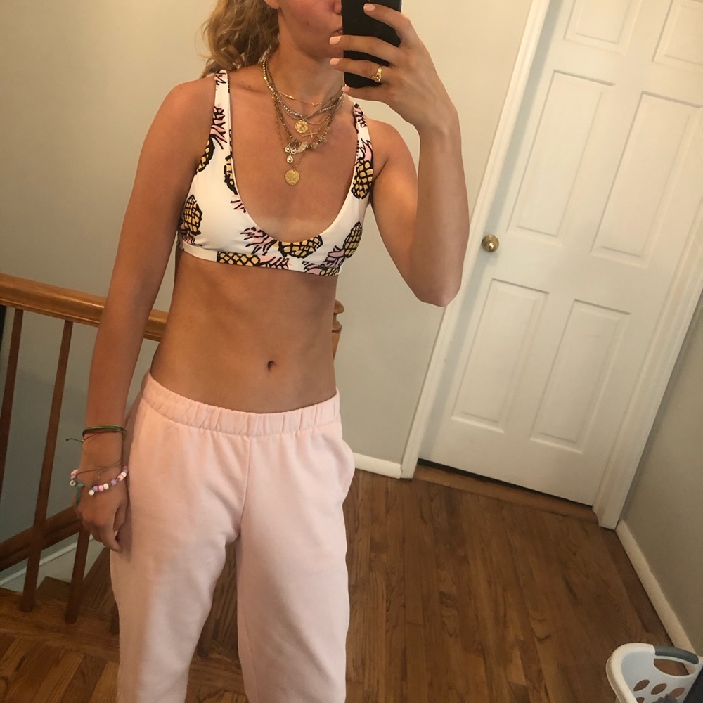 Pineapple top and pink bottoms bikini set